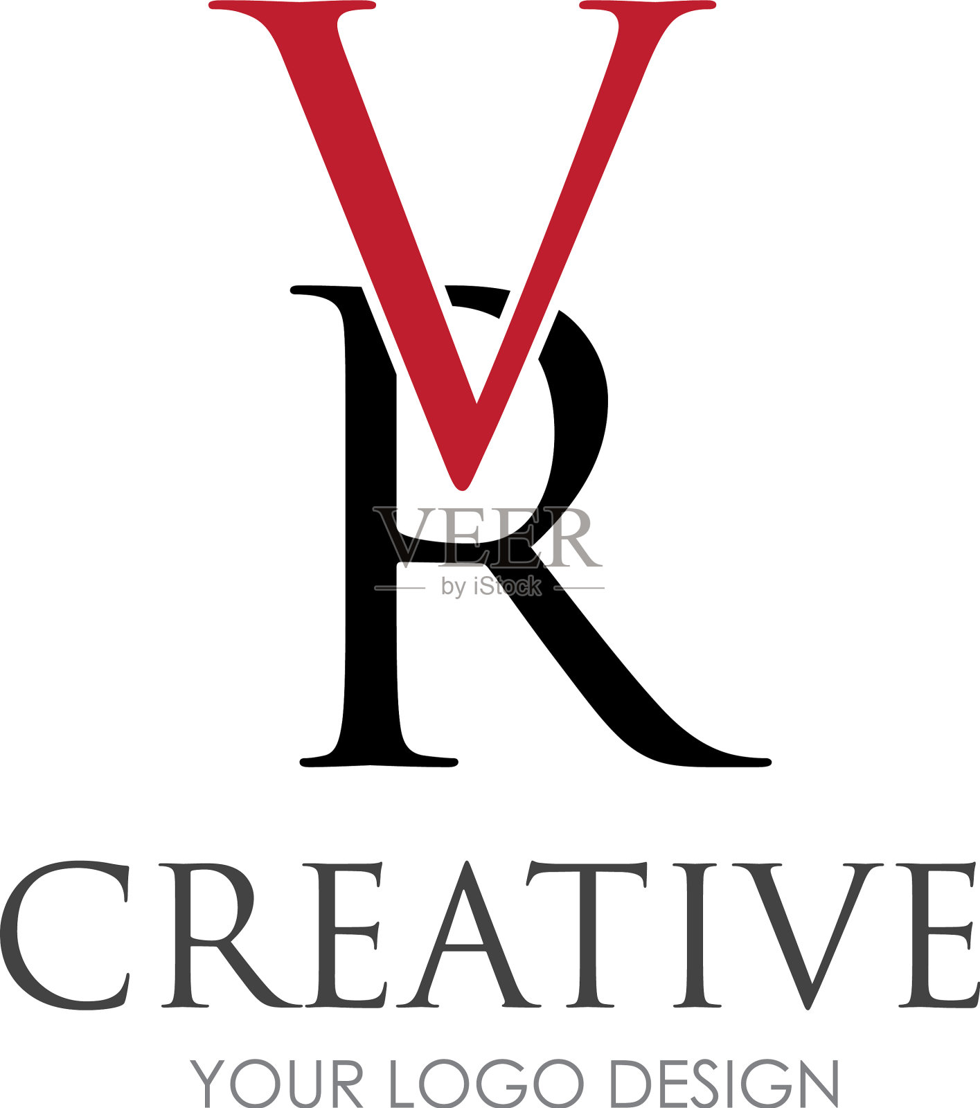 Vr字母标志设计具有创意的现代时尚感插画图片素材