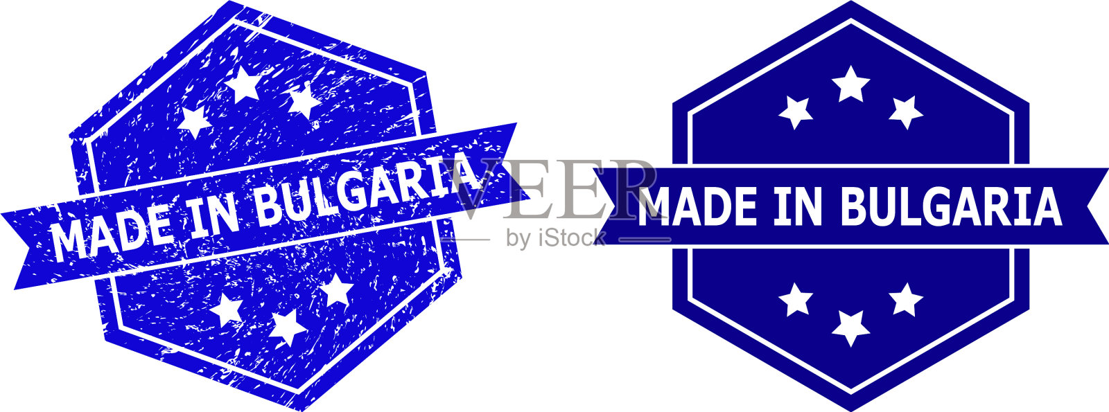 保加利亚六角邮票，锈蚀插画图片素材