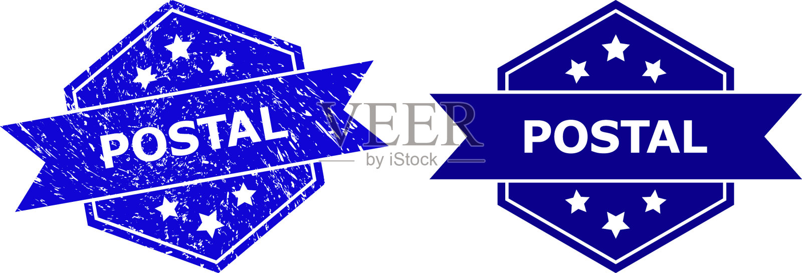 六角邮政水印与垃圾风格和插画图片素材