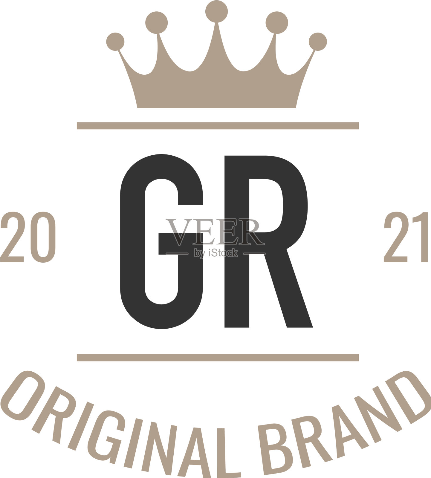 首字母gr王标志设计模板插画图片素材