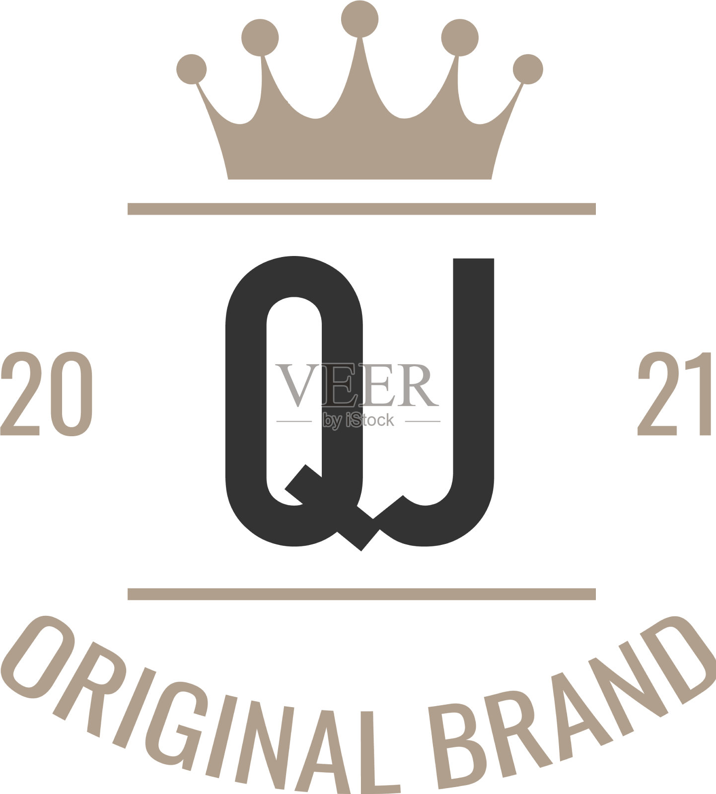 首字母qj王标志设计模板插画图片素材