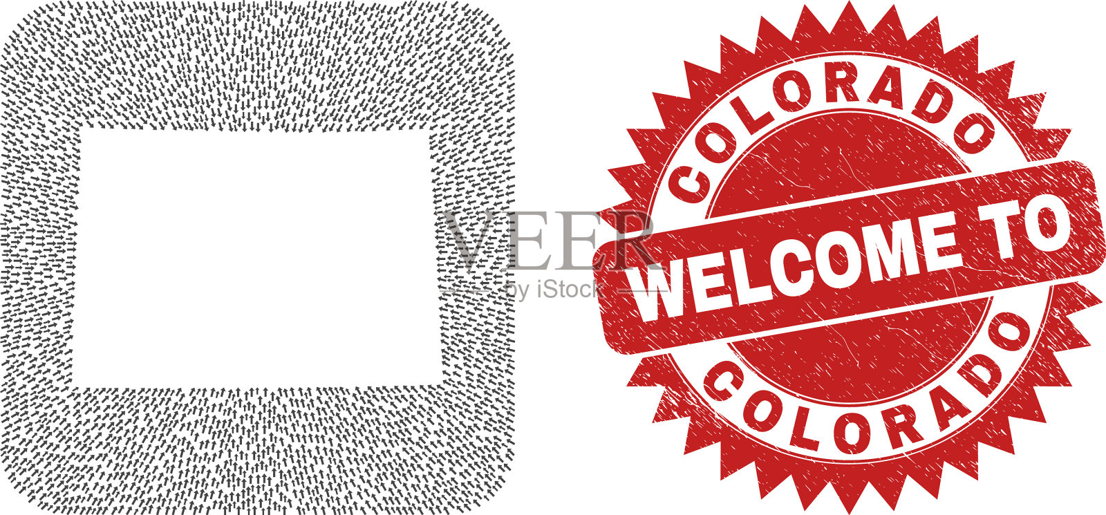 欢迎划痕徽章和科罗拉多州地图插画图片素材