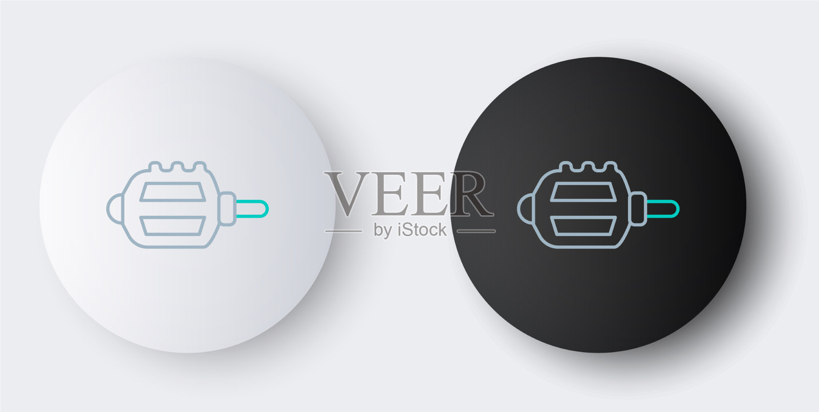 线自行车踏板图标孤立在灰色图标素材