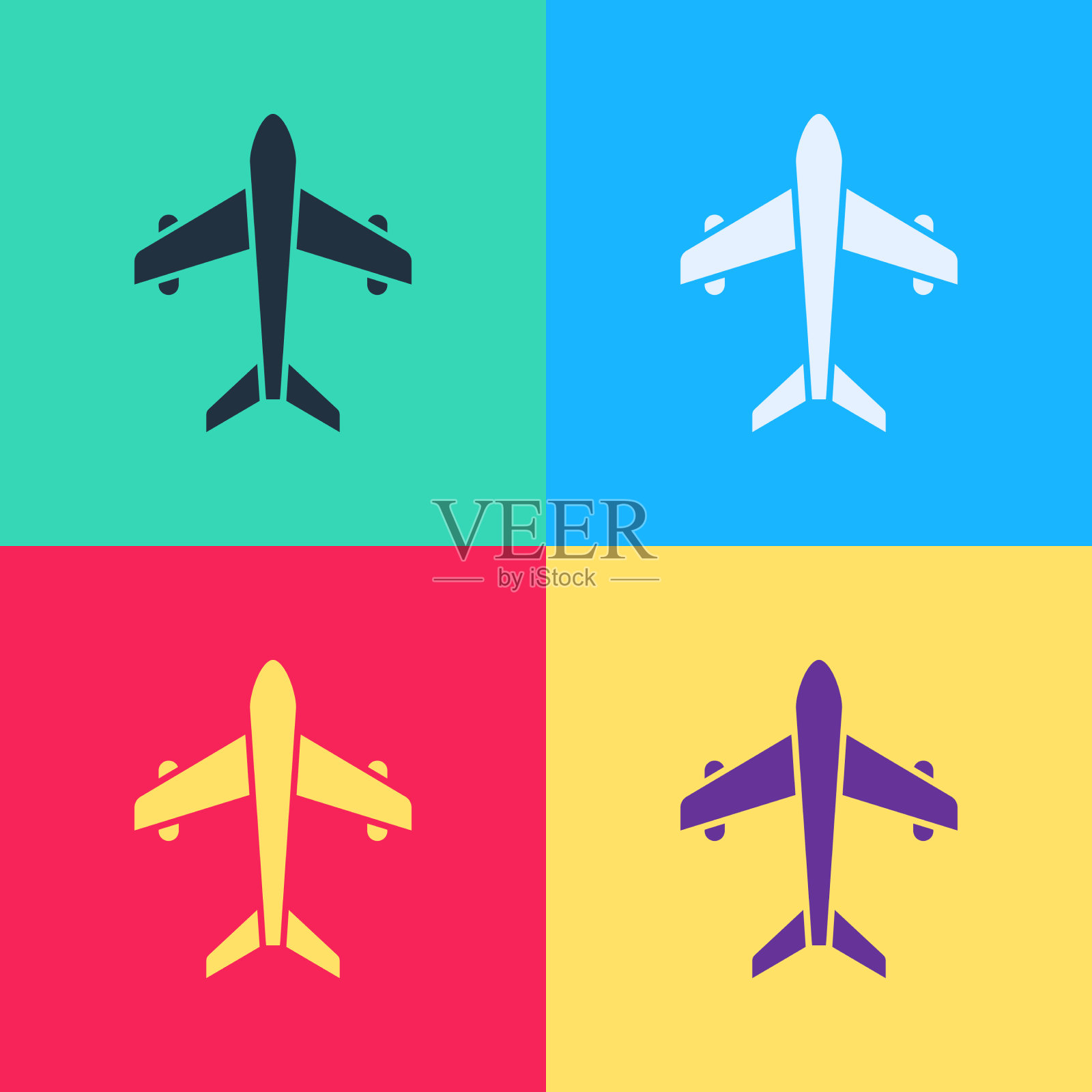 波普艺术平面图标孤立的颜色背景插画图片素材