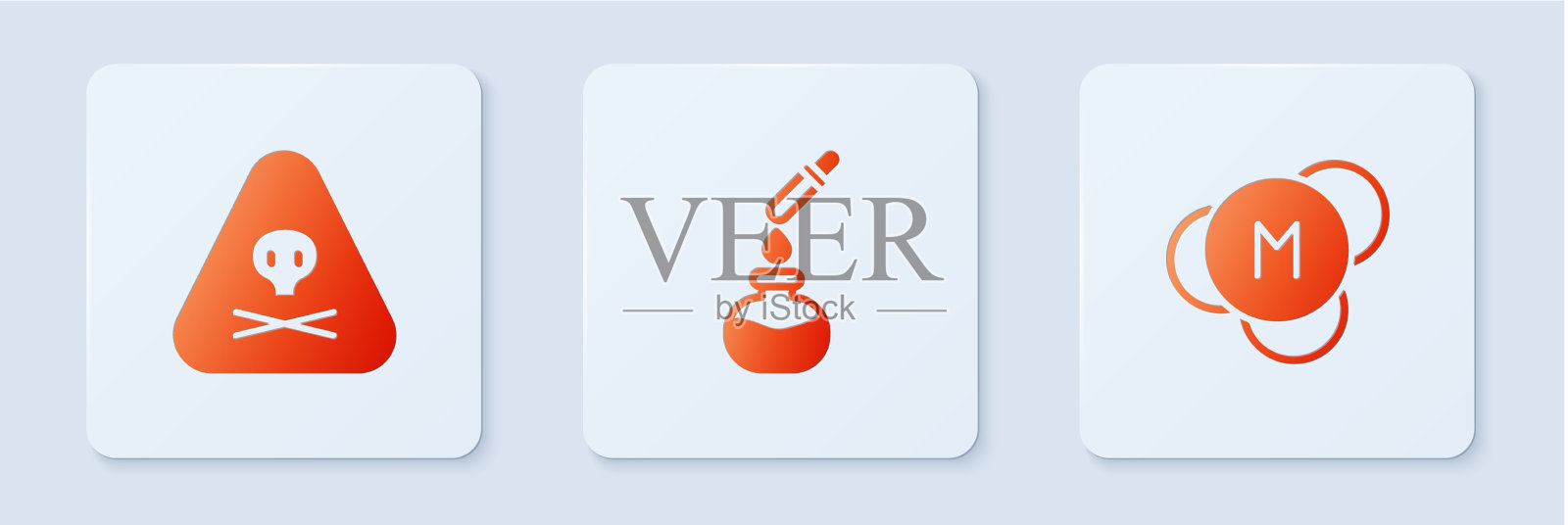 设置试管和烧瓶三角警告有毒图标素材