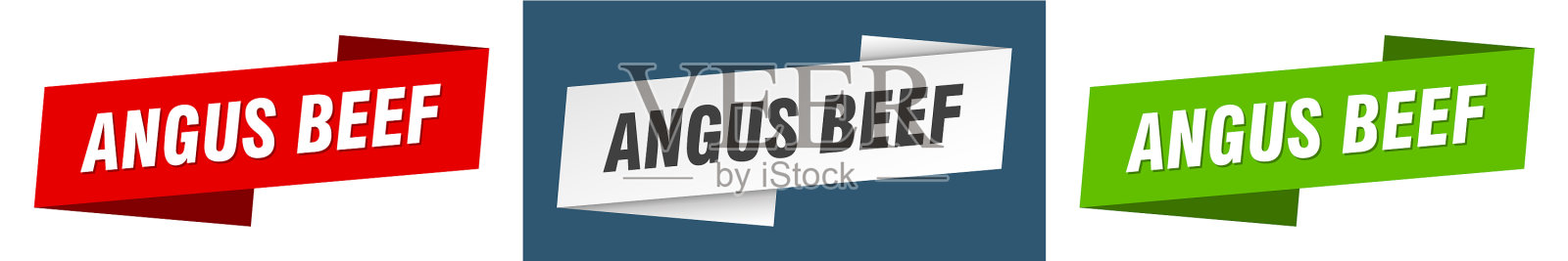 安格斯牛肉横幅安格斯牛肉丝带标签标识设置插画图片素材