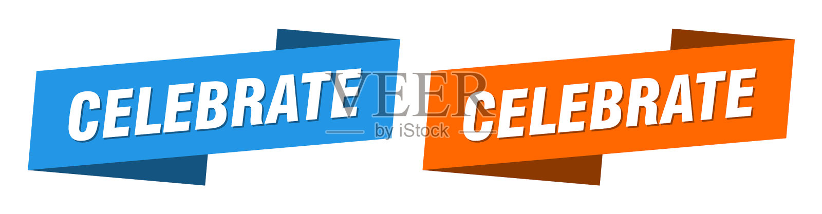 庆祝横幅庆祝丝带标签标志集插画图片素材