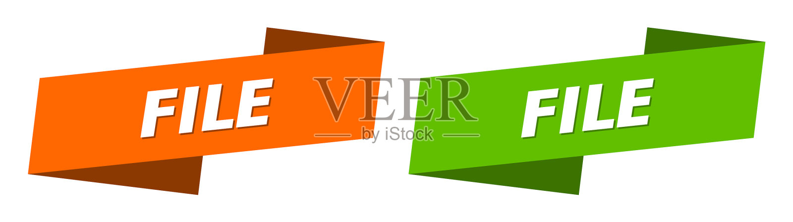 文件横幅文件丝带标签标志集插画图片素材