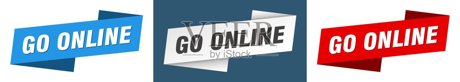 上网横幅上网丝带标签标牌设置插画图片素材