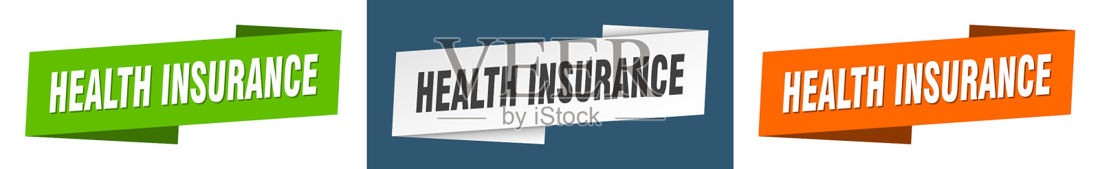 健康保险横幅健康保险丝带插画图片素材