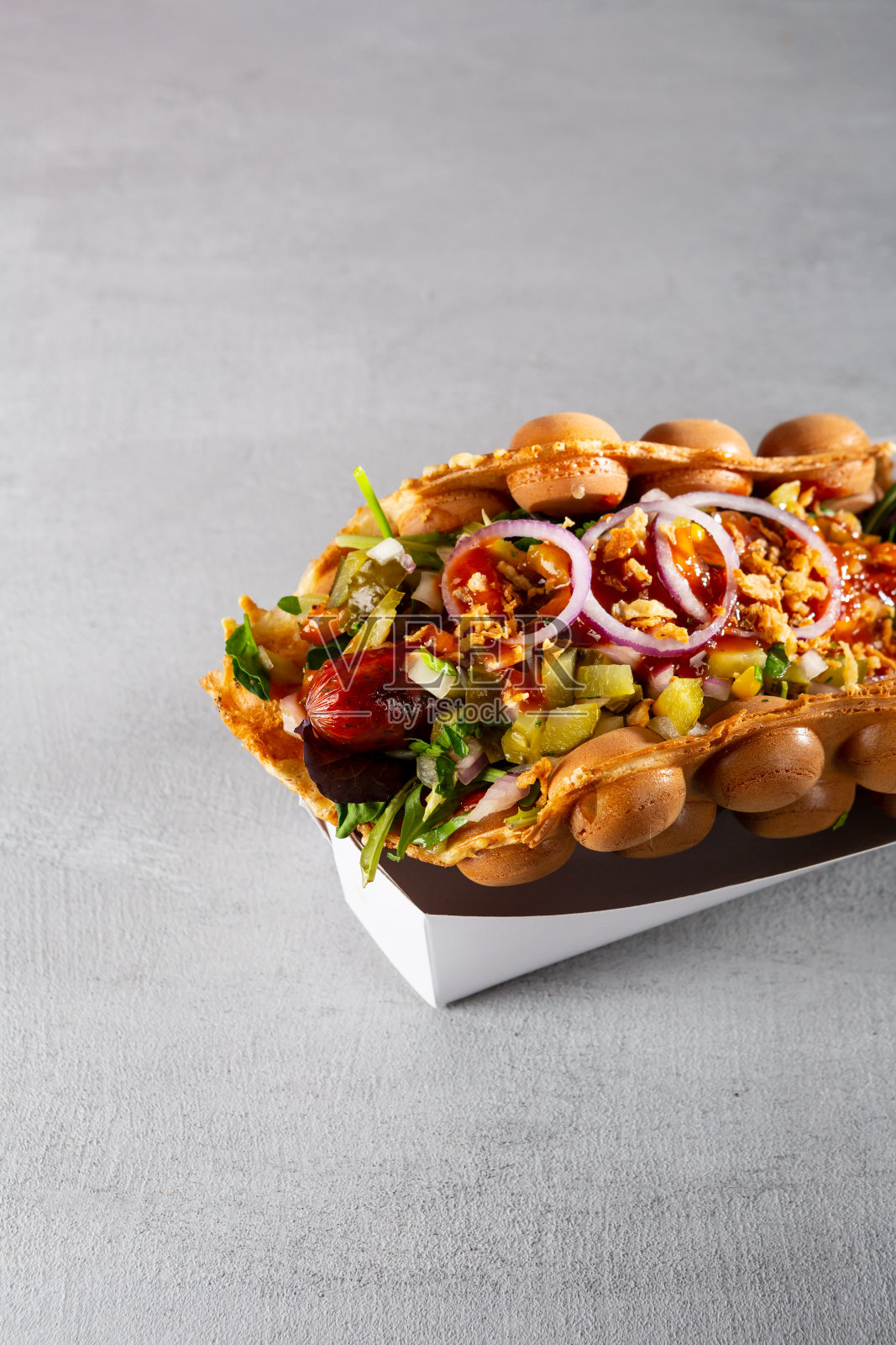 纸盒外卖，街头小吃照片摄影图片