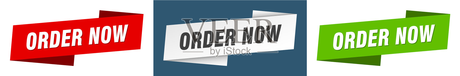 现在订购横幅，现在订购缎带标签标志集插画图片素材