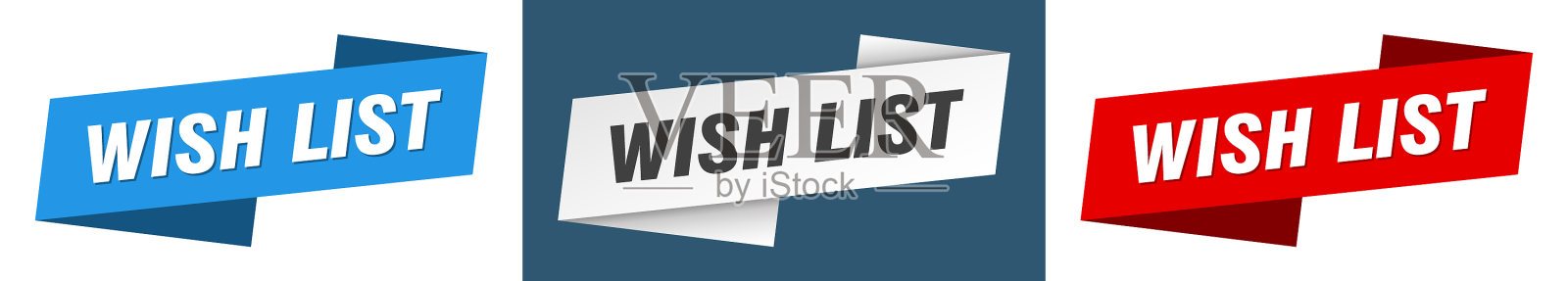 愿望清单横幅愿望清单丝带标签标志集插画图片素材