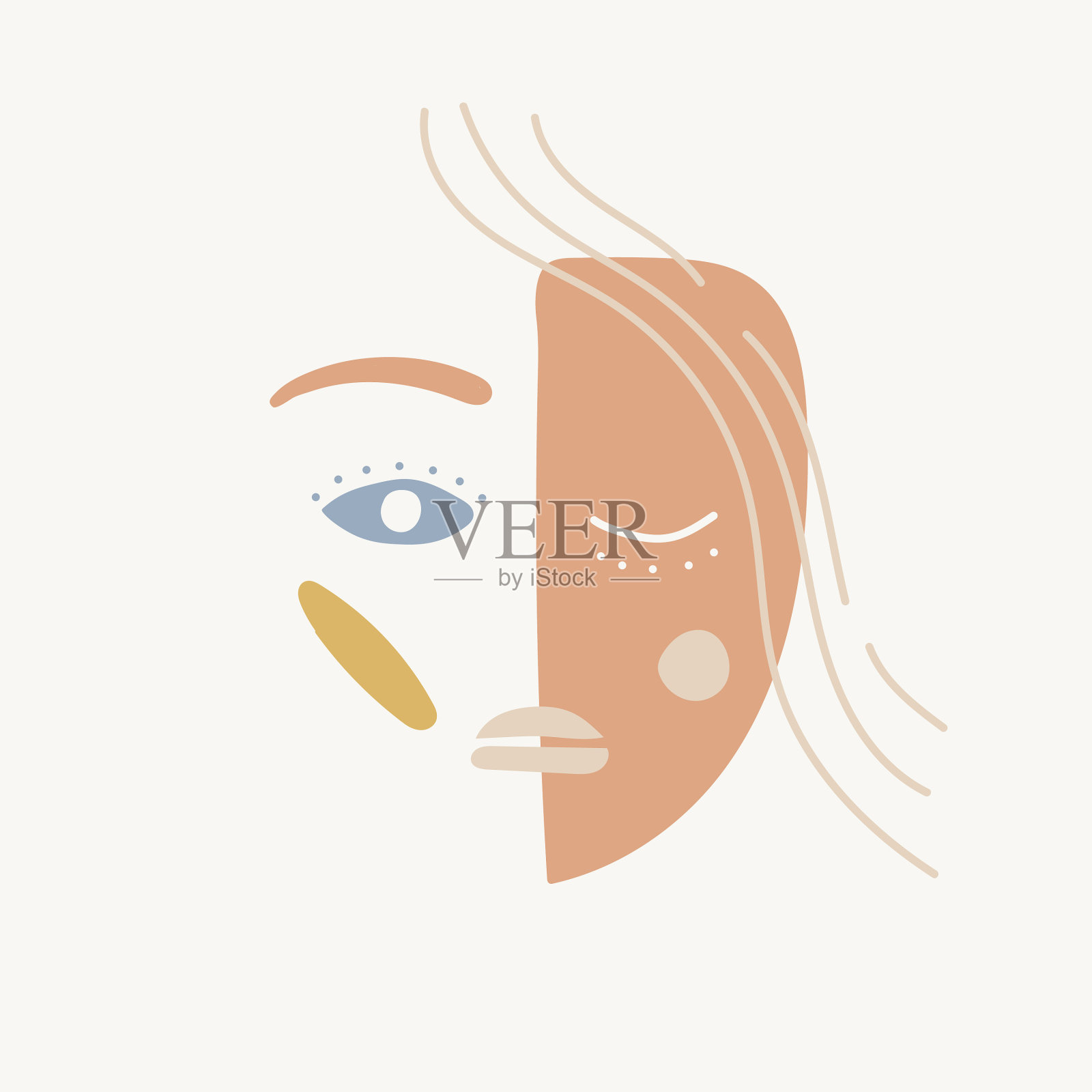 抽象的当代女性面对现代时尚插画图片素材