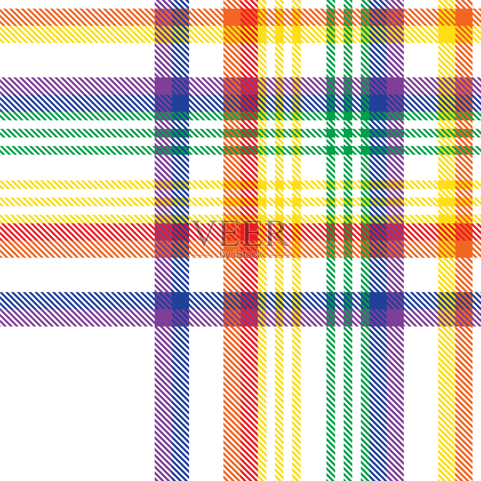彩虹格子呢格子无缝图案插画图片素材
