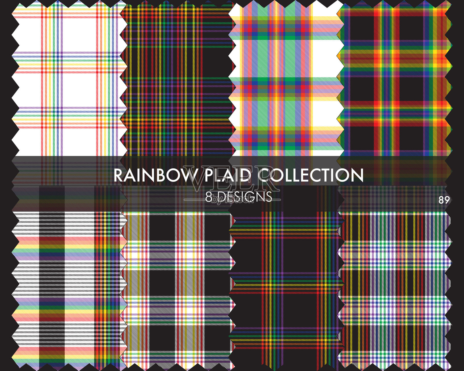 彩虹格子呢无缝格子图案系列插画图片素材