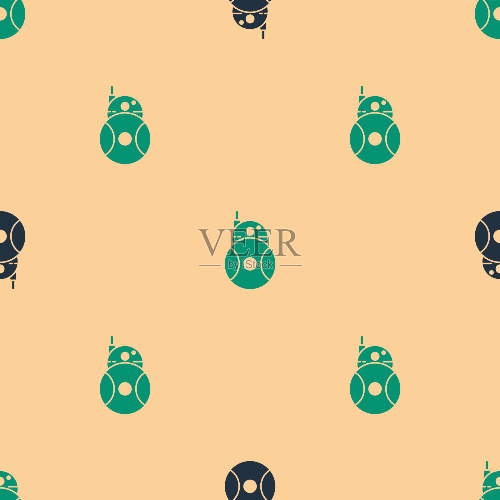 绿色和黑色的机器人图标隔离无缝插画图片素材