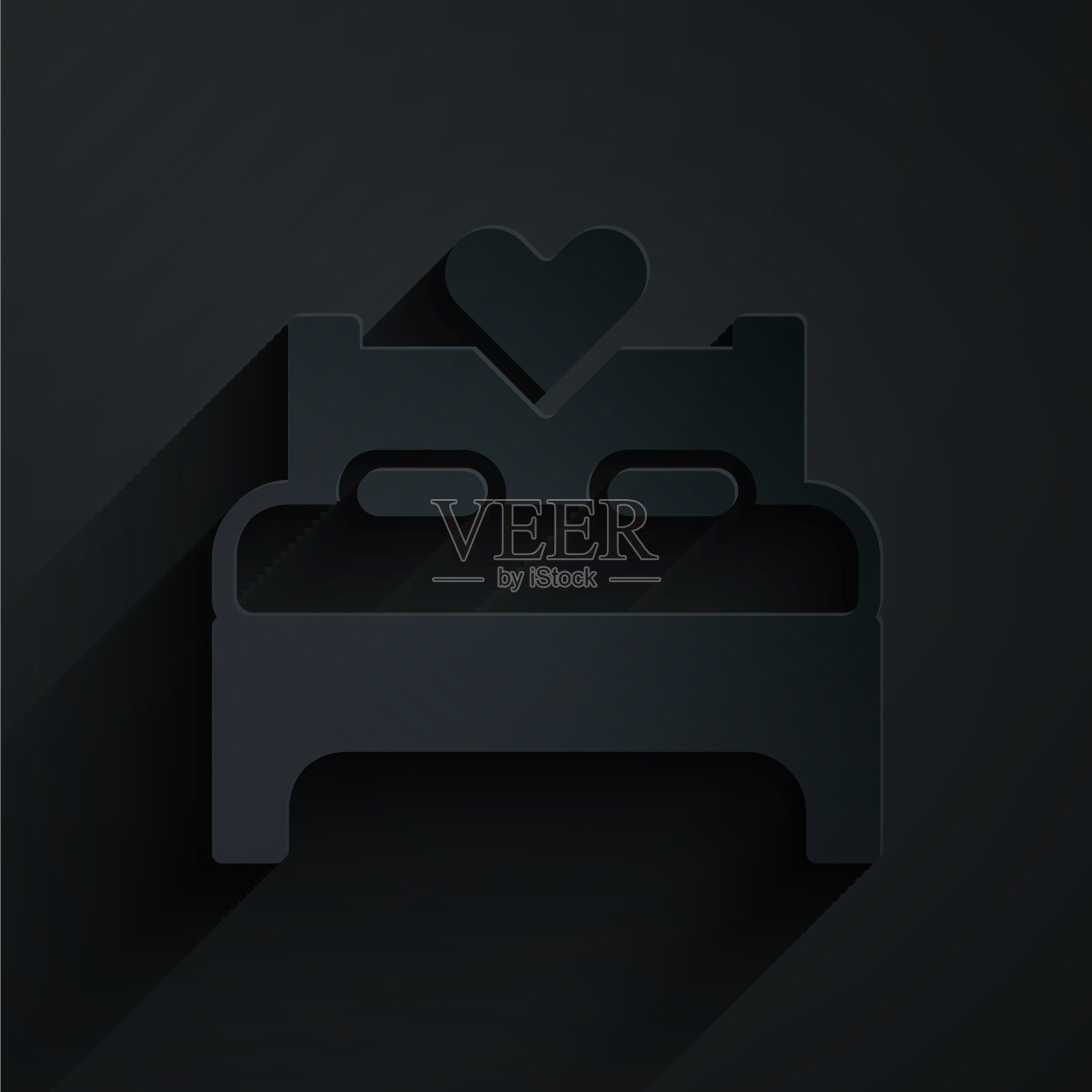 剪纸卧室图标孤立在黑色插画图片素材