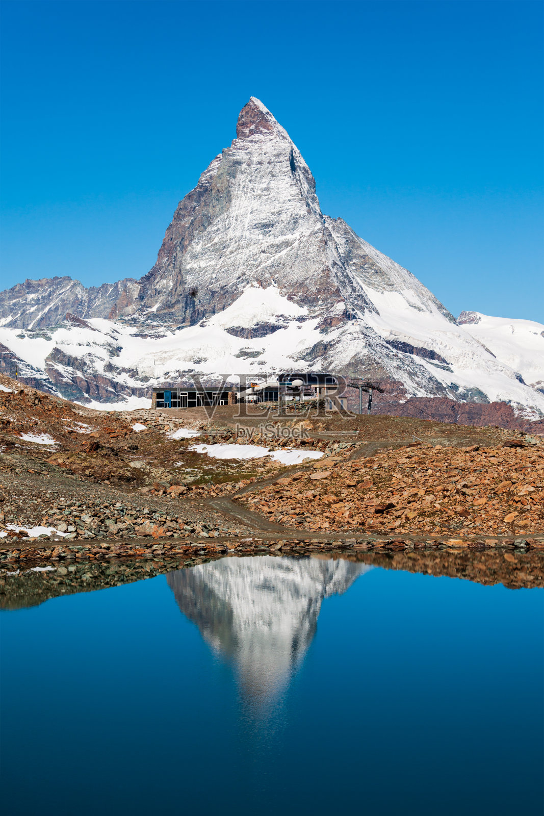 瑞费尔湖和马特洪湖，瑞士照片摄影图片