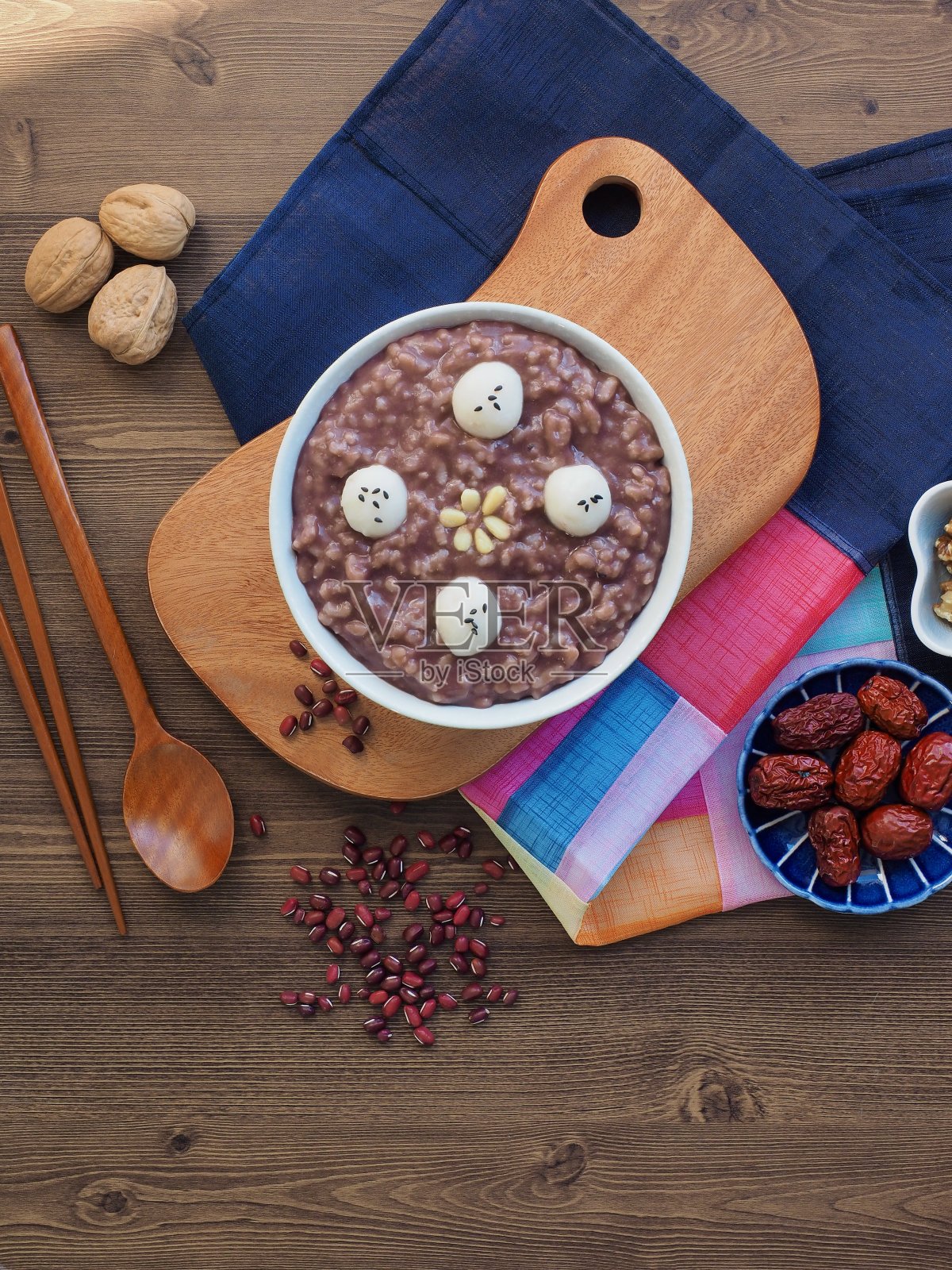 韩国传统食物红豆粥照片摄影图片