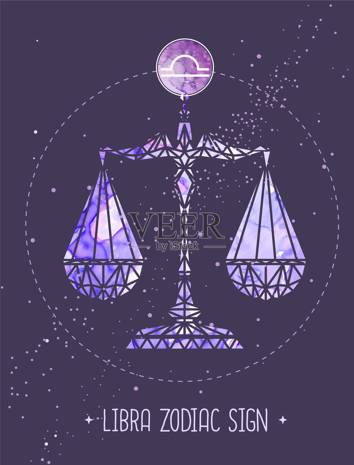 邪术卡与占星天秤座黄道星座插画图片素材