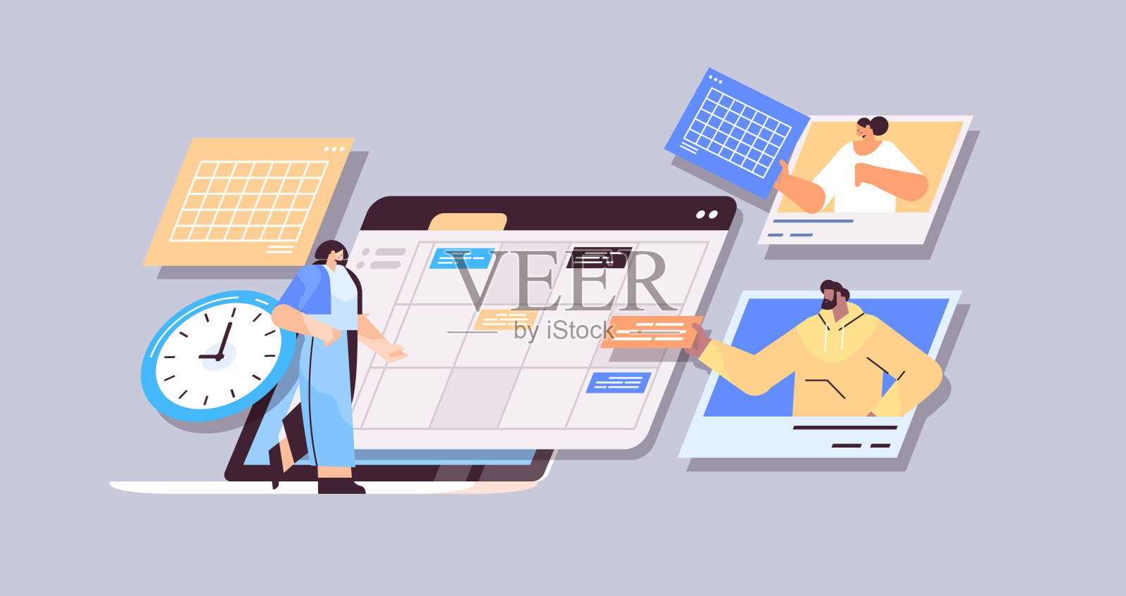 商务人士计划日程安排预约时间管理团队理念插画图片素材