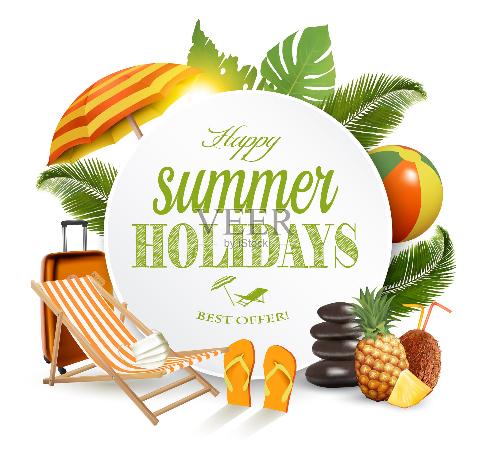 暑假概念背景。向量。插画图片素材