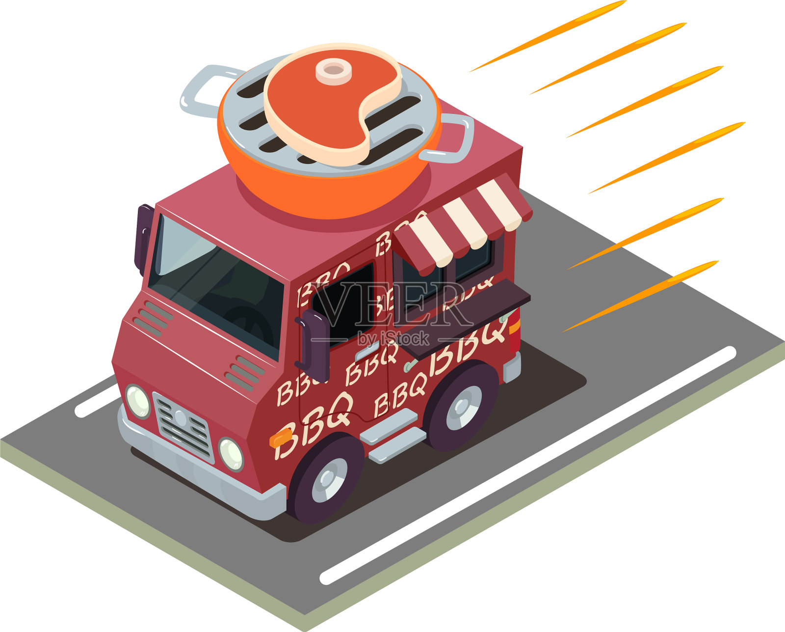 烤肉递送图标等距风格插画图片素材