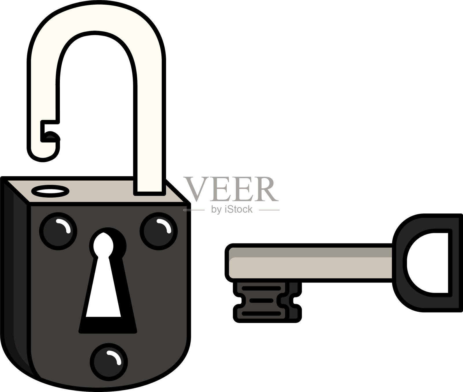 简单的钥匙和锁设计元素图片