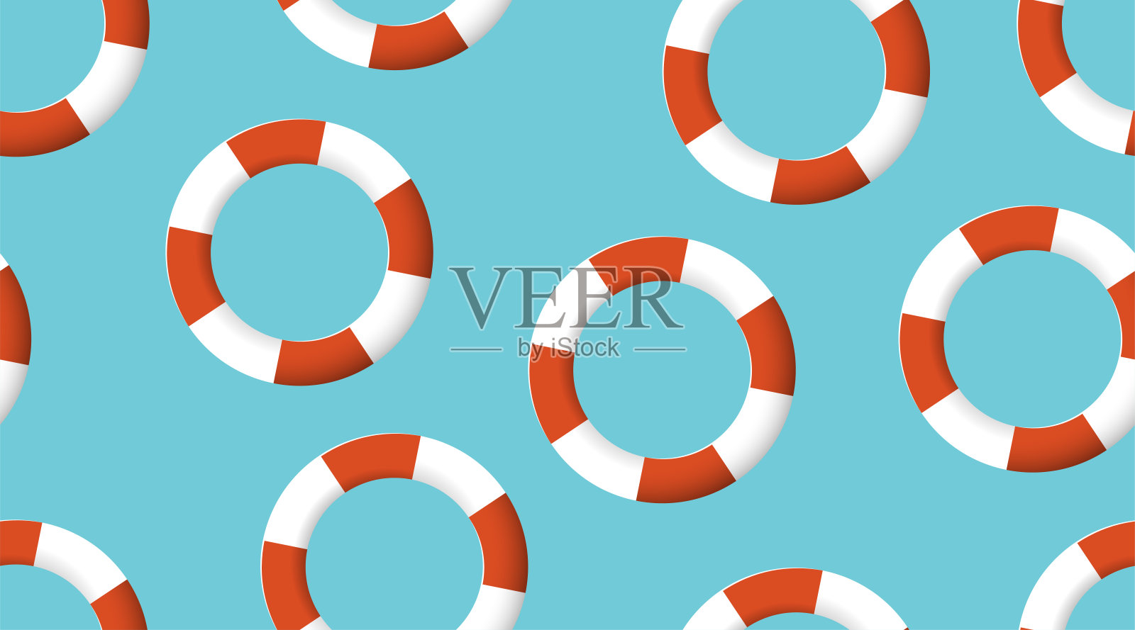 救助。红色和白色救生圈。无缝模式。Eps 10矢量图插画图片素材