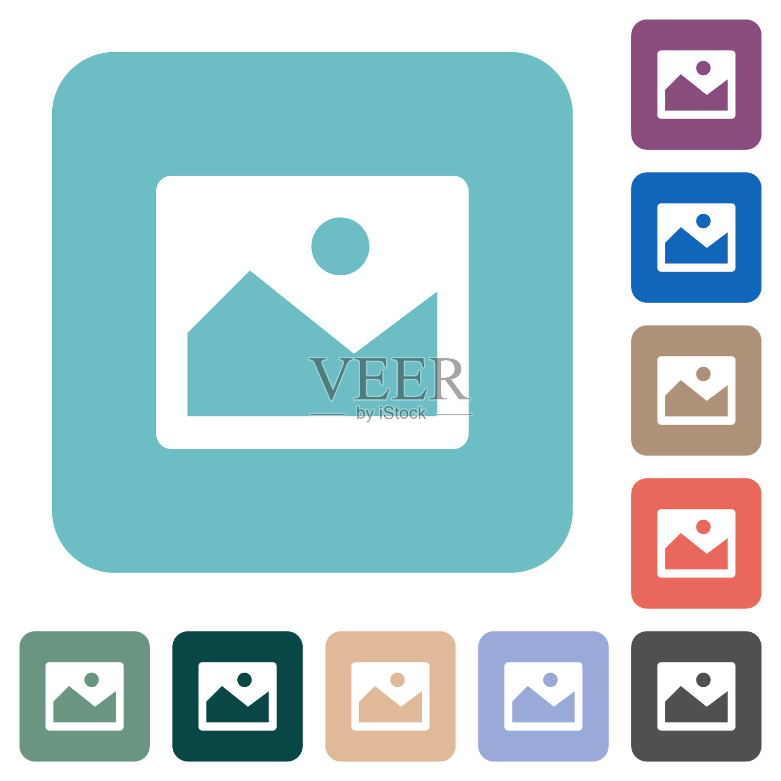 单一图像交替圆形方形平面图标图标素材