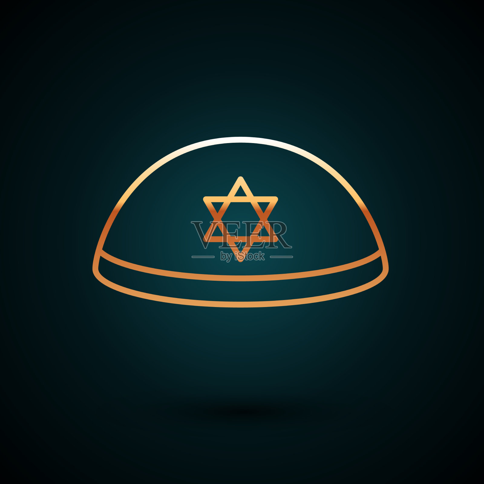 金线犹太kippah星大卫图标插画图片素材