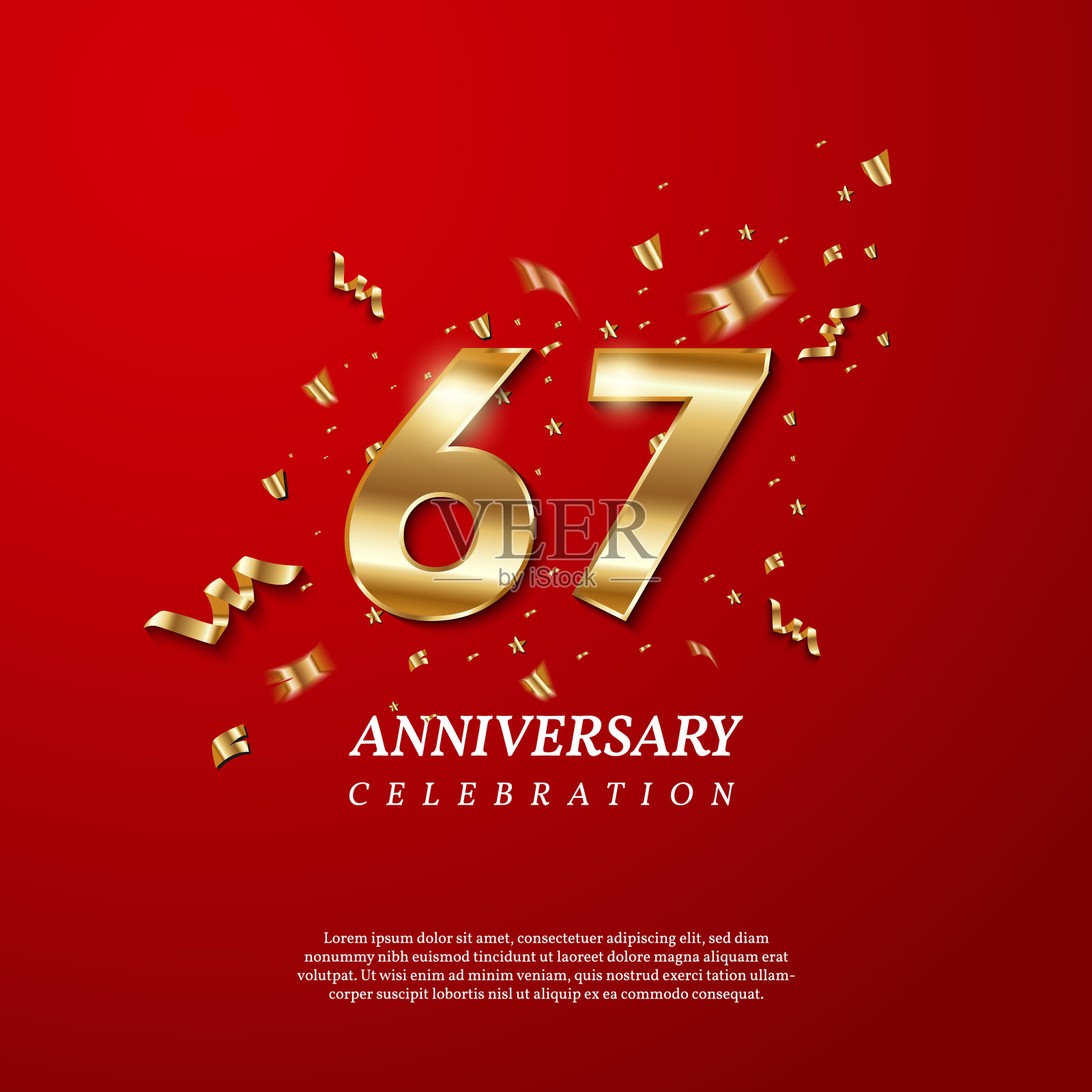 67周年庆典黄金数字67插画图片素材