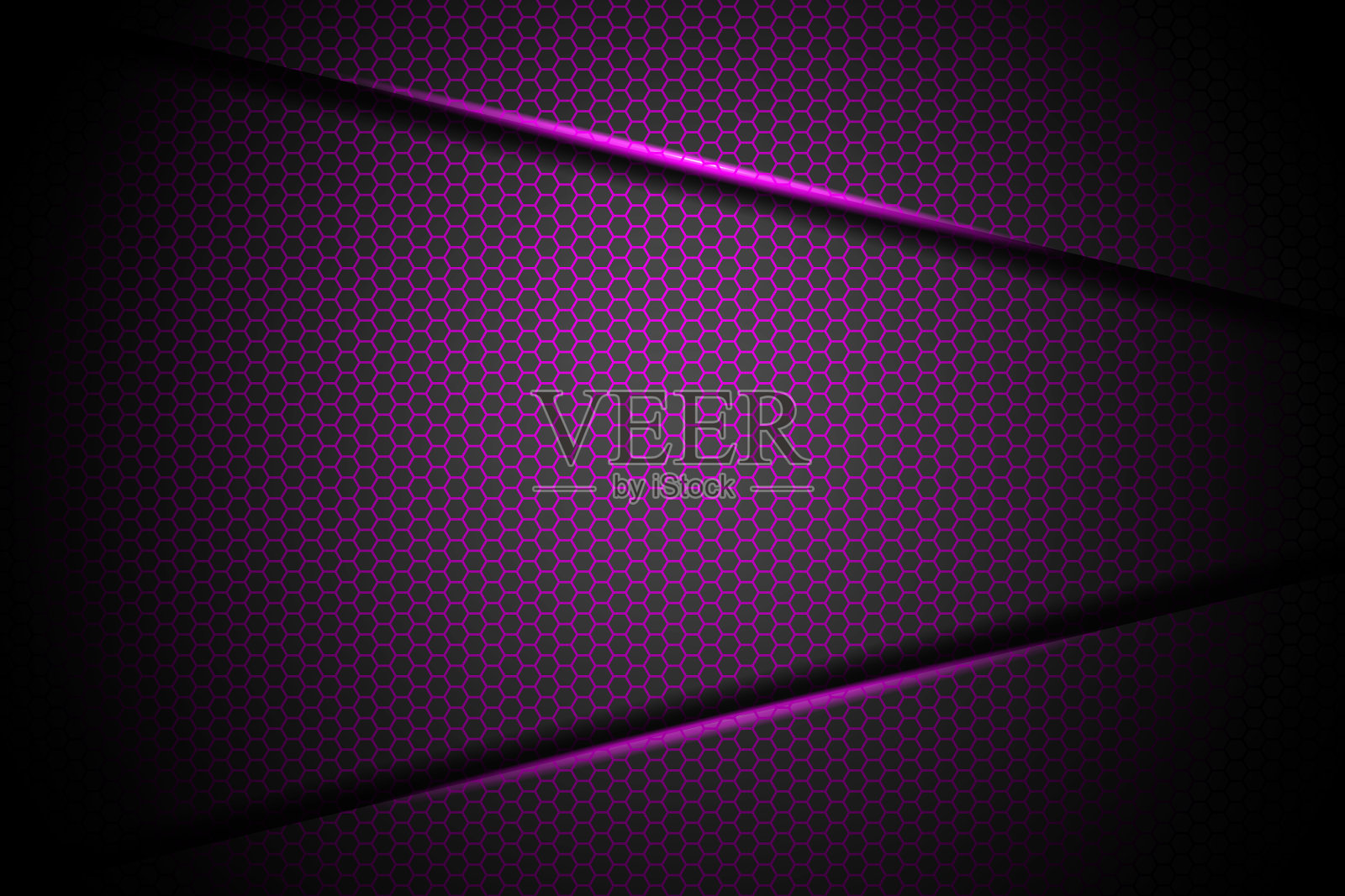 抽象的六边形上的紫色箭头光线插画图片素材