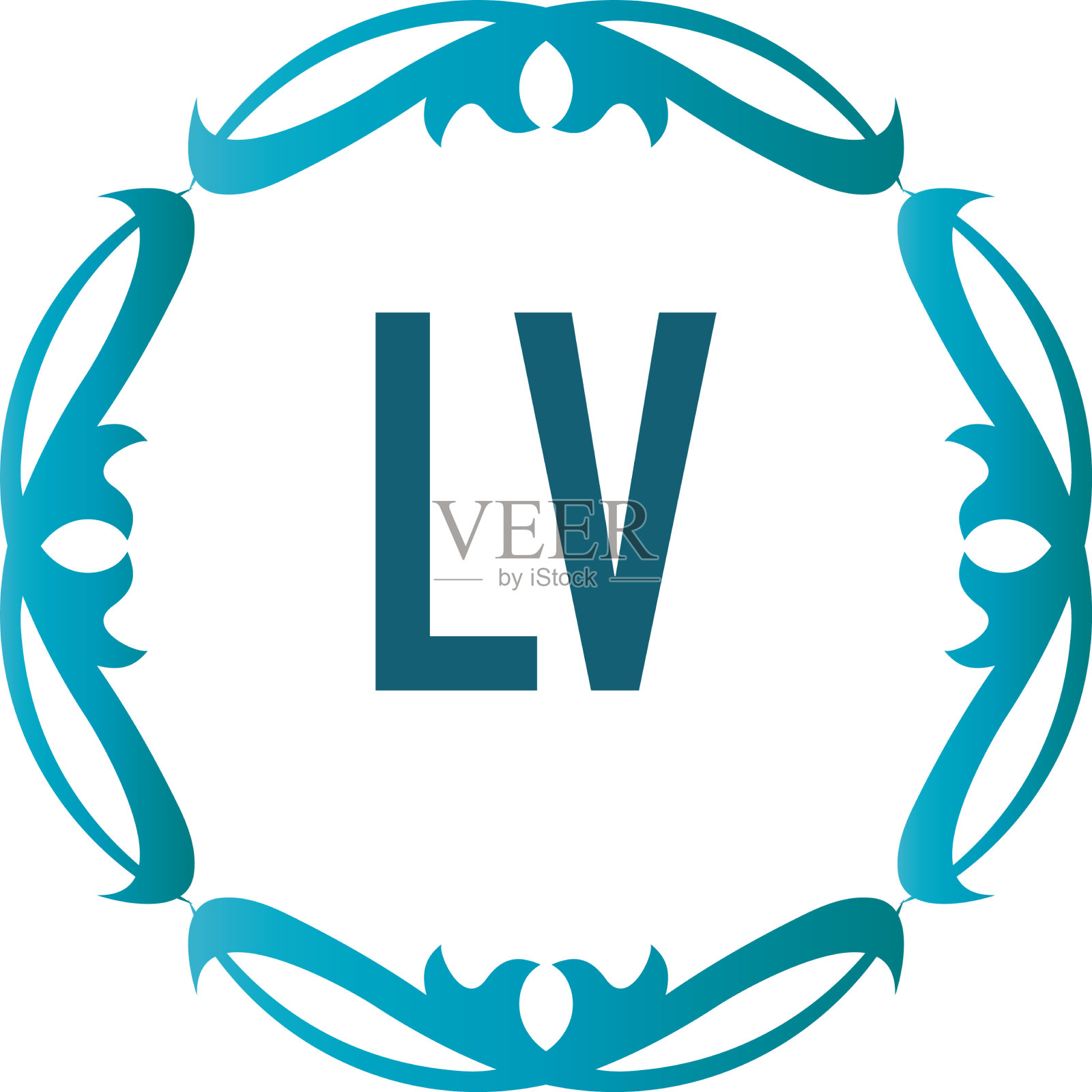 首字母典雅lv标志设计模板插画图片素材