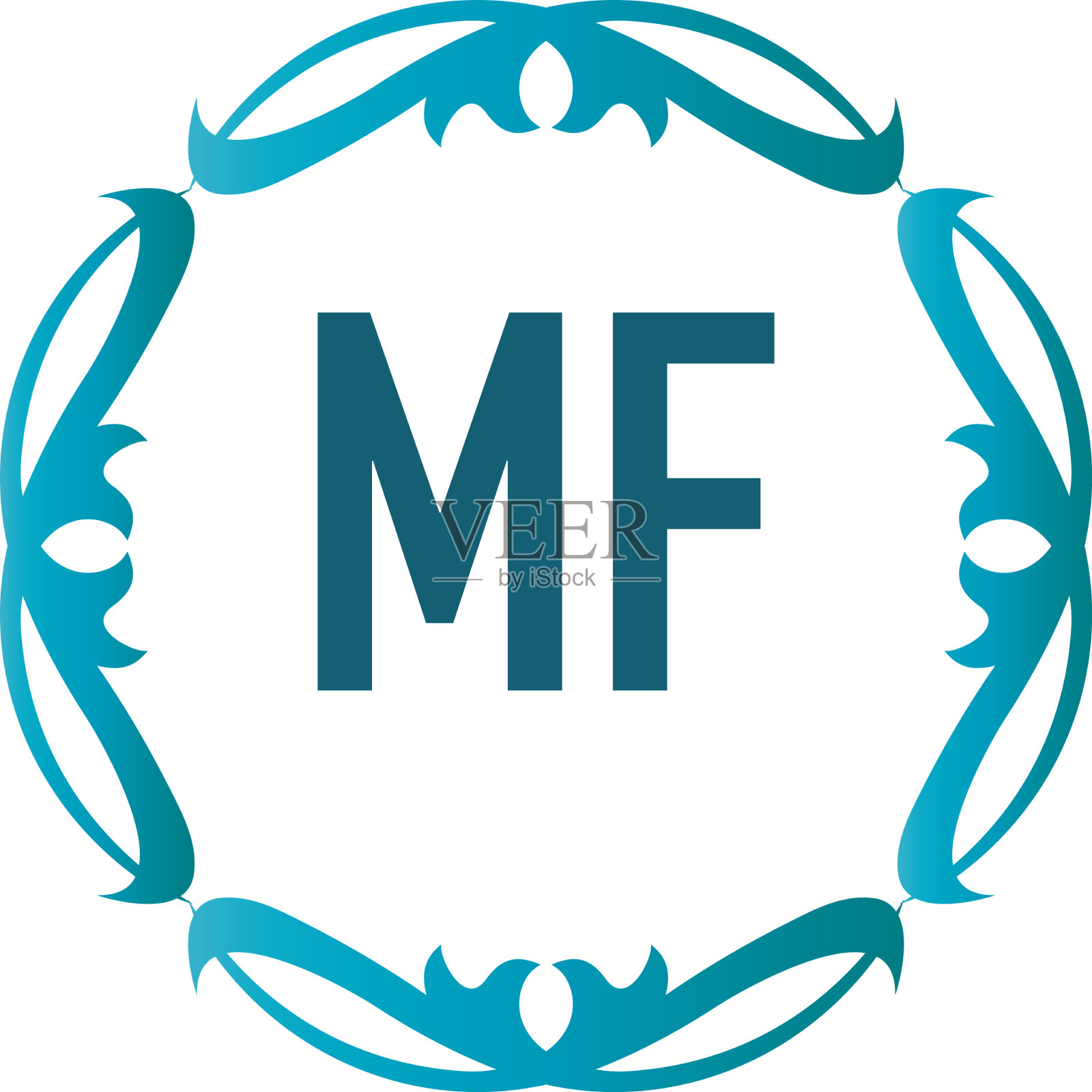 首字母优雅mf标志设计模板插画图片素材