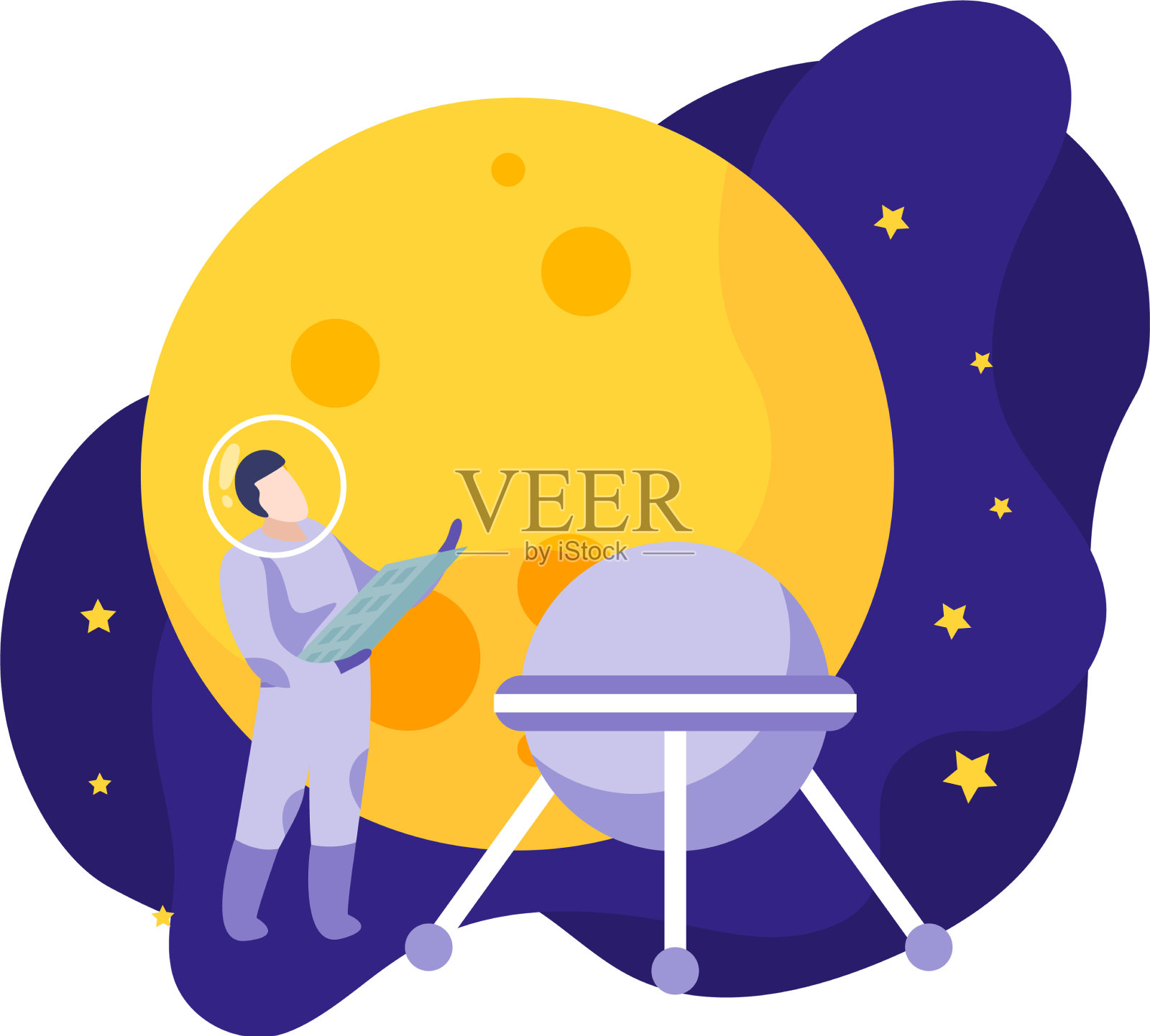 月球卫星宇航员组成设计元素图片