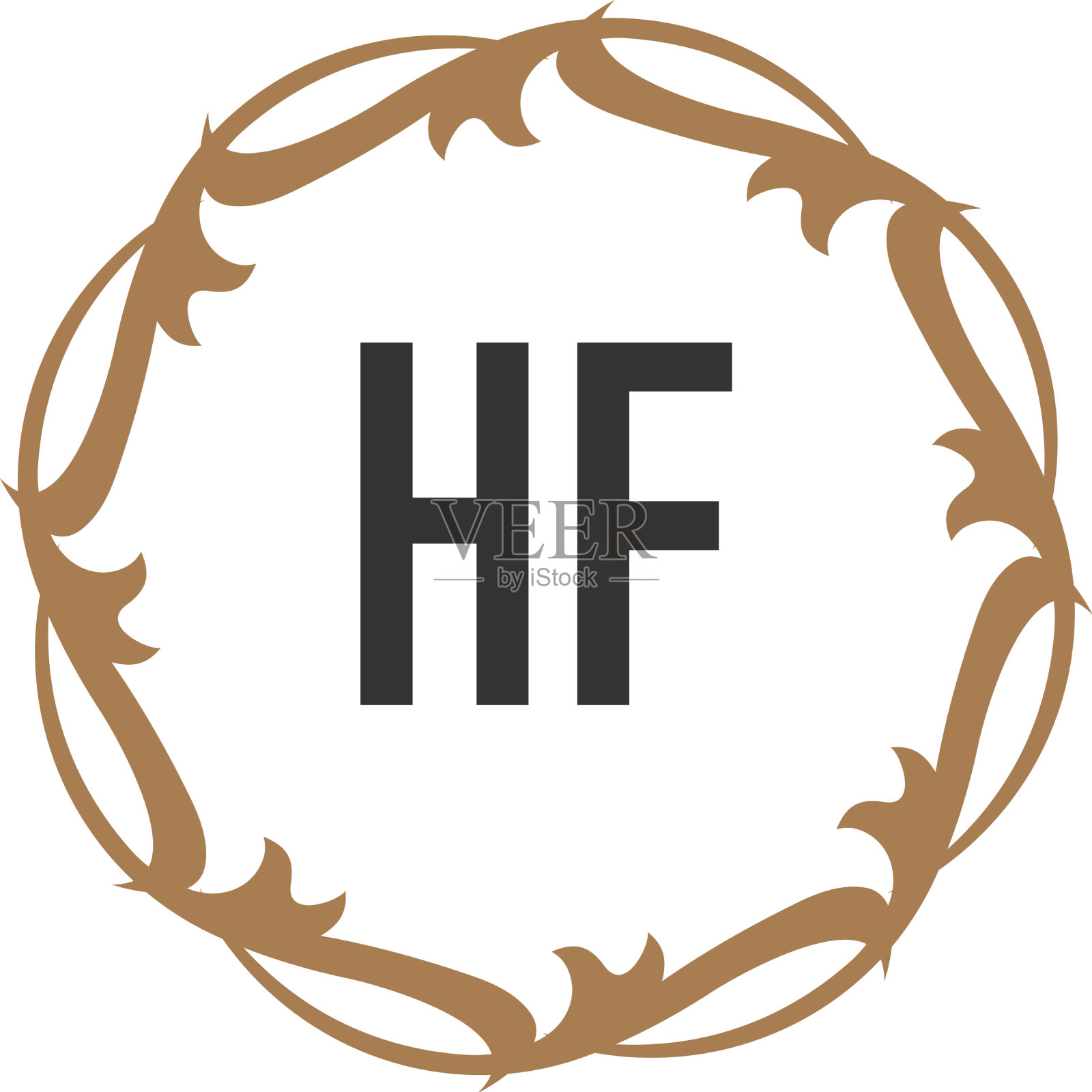 首字母典雅hf标志设计模板插画图片素材