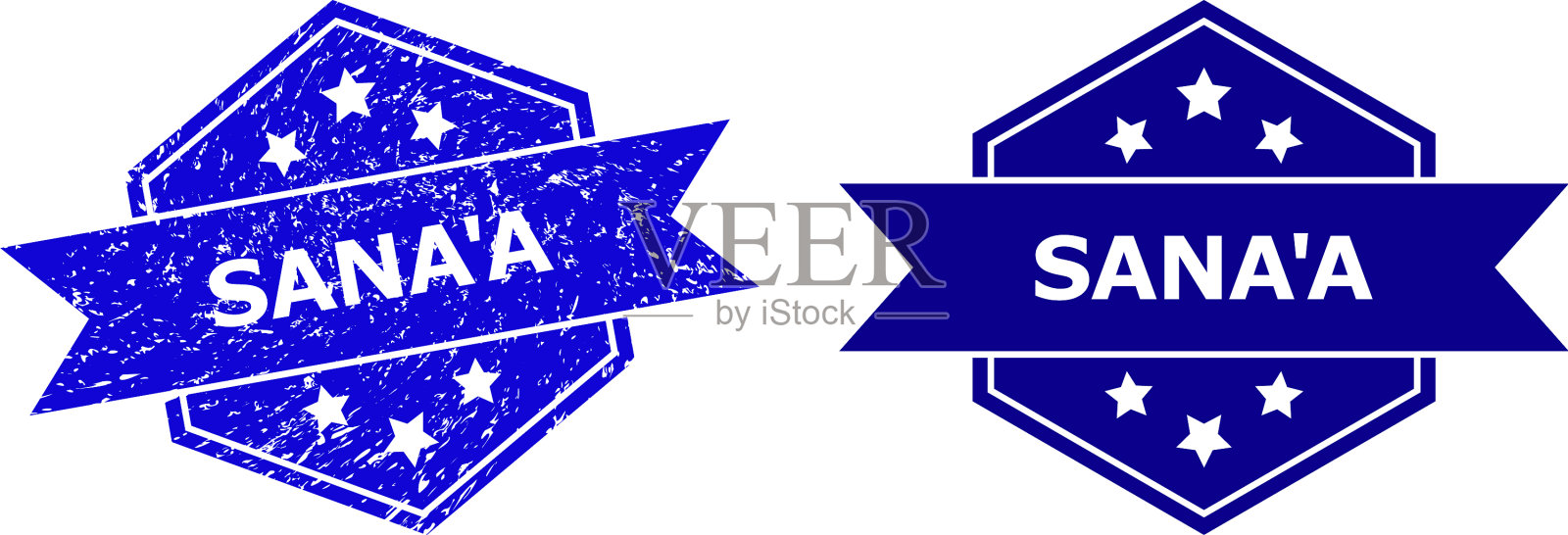 六边形Sana水印具有腐蚀表面和插画图片素材