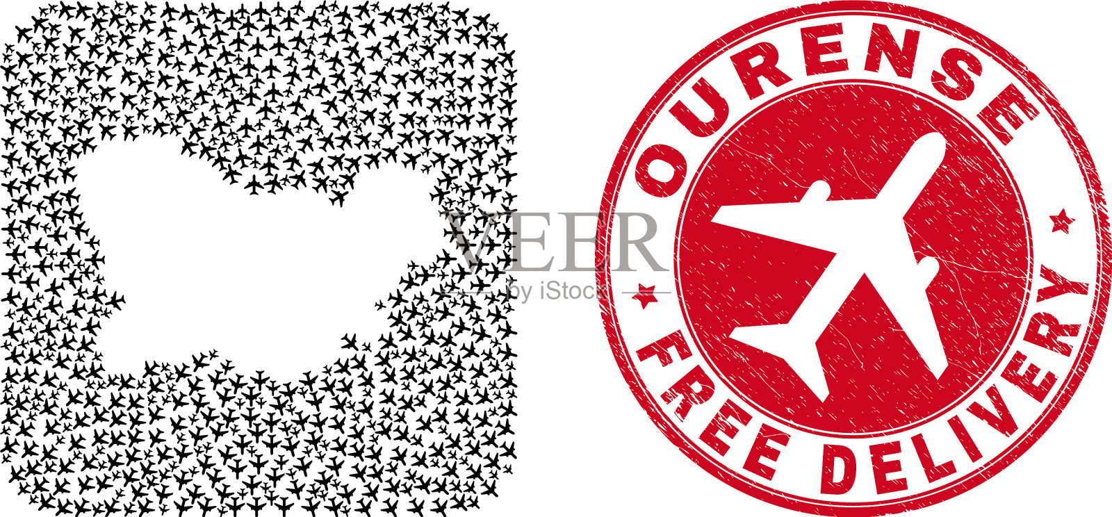 免费递送刻花徽章和我们省插画图片素材