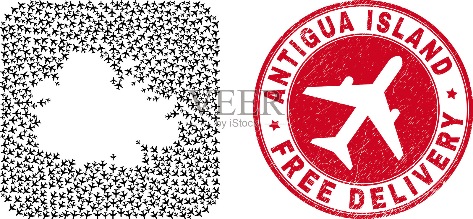免费派送安提瓜岛和橡皮印章插画图片素材