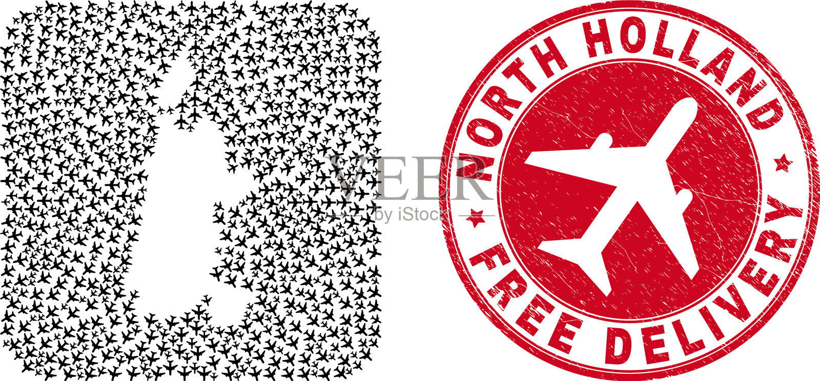 免费递送刮花邮票和北荷兰插画图片素材