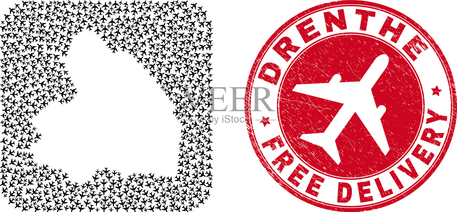 免费派送橡皮章和德伦省插画图片素材