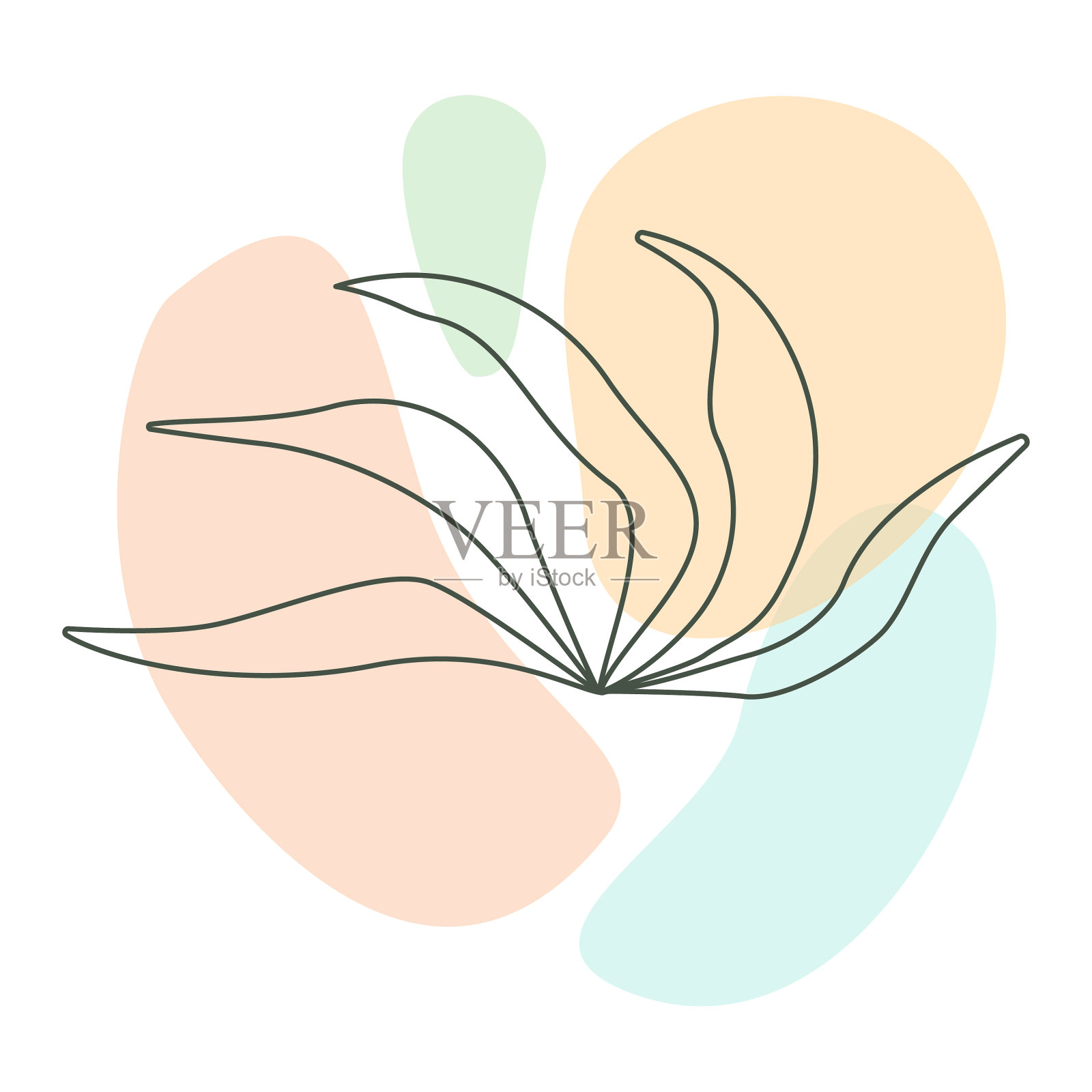 植物墙艺术，枝叶线艺术设计元素图片