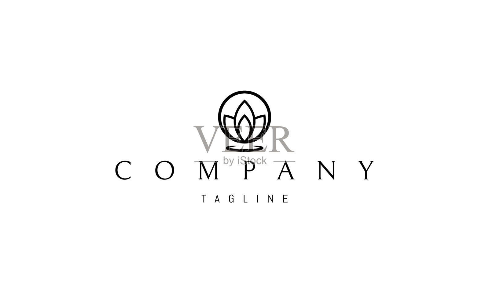 标志上有一个抽象的莲花形象插画图片素材