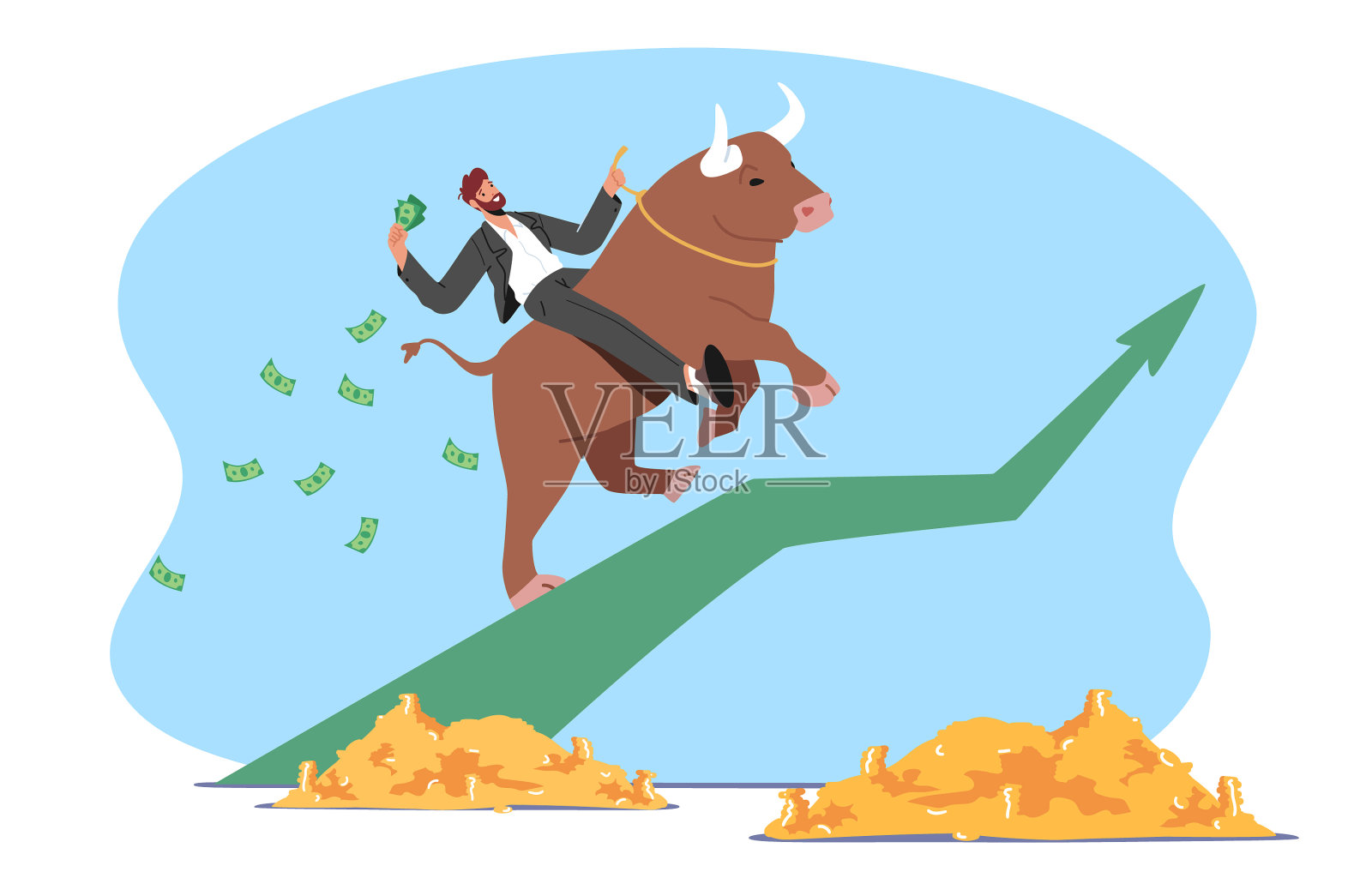 成功的商人，商人鞍公牛崛起设计元素图片