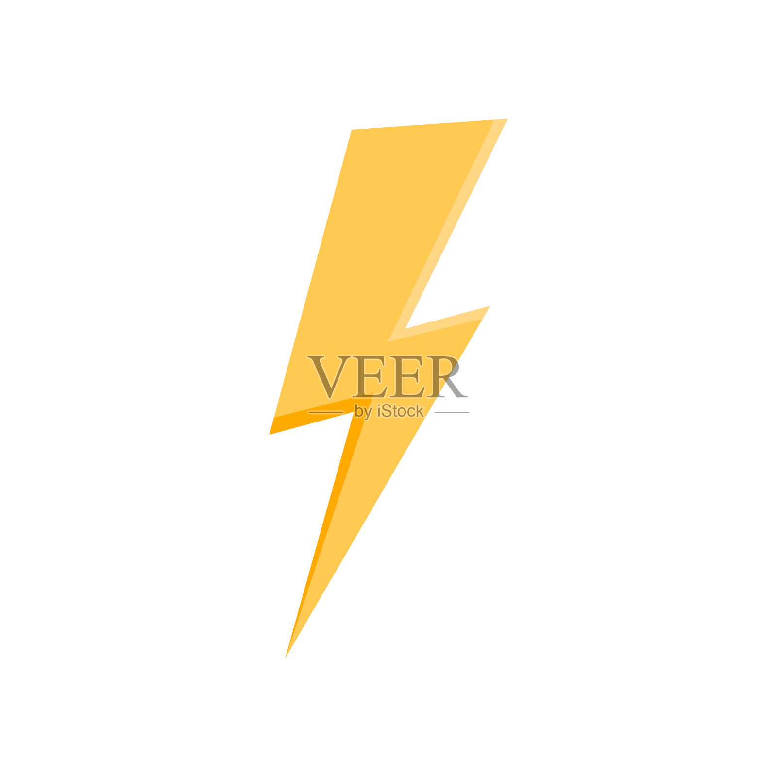 雷声图标。黄色雷电孤立在白色背景上。闪电图标。印刷贴纸，t恤设计。高电压信号。矢量图插画图片素材