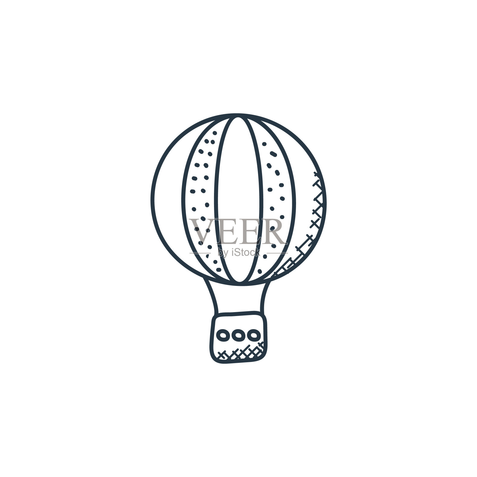 热气球图标矢量从太空和飞机的概念细线插图的热气球可编辑的笔触热