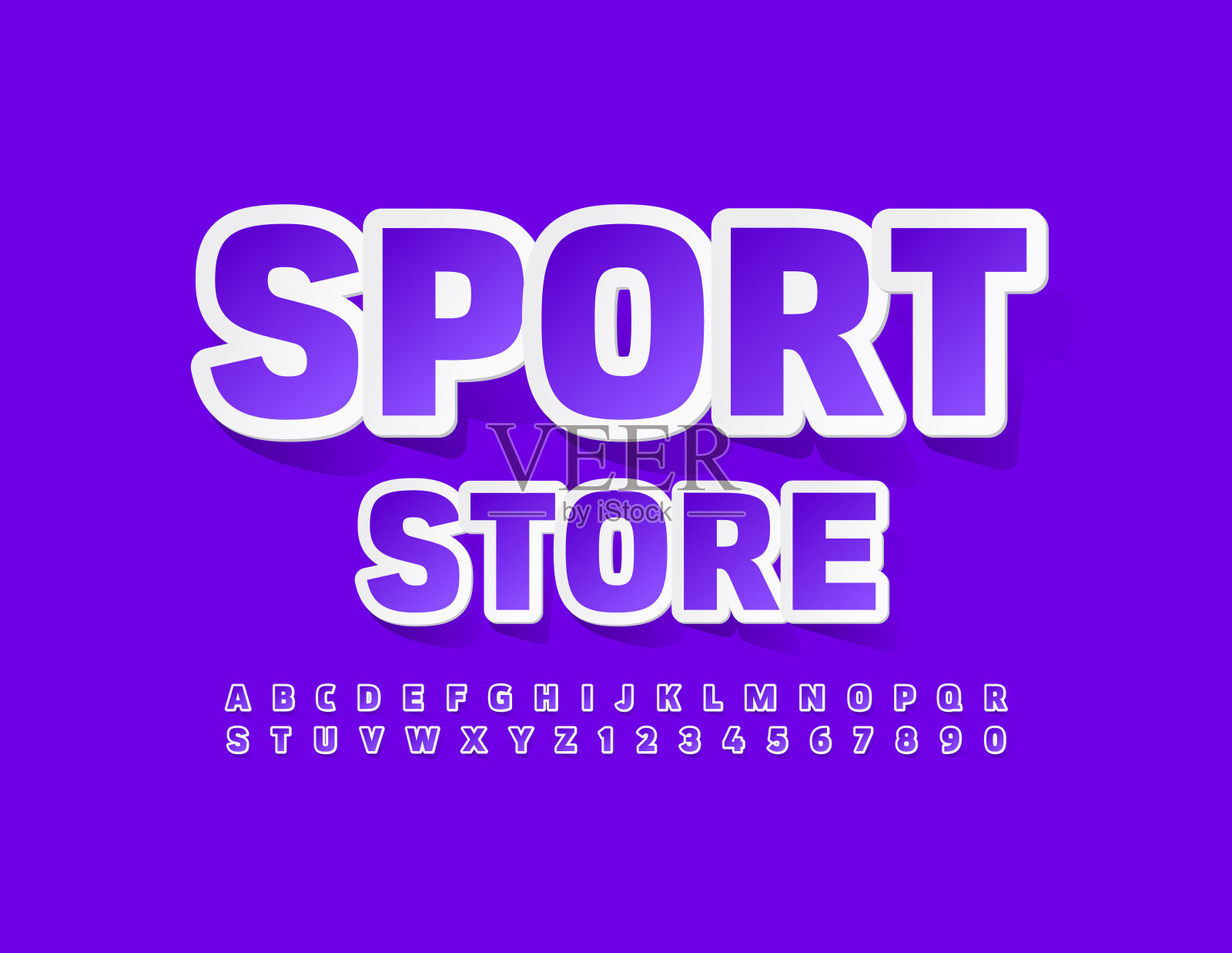 矢量鲜艳旗帜体育商店。时髦的字母和数字插画图片素材