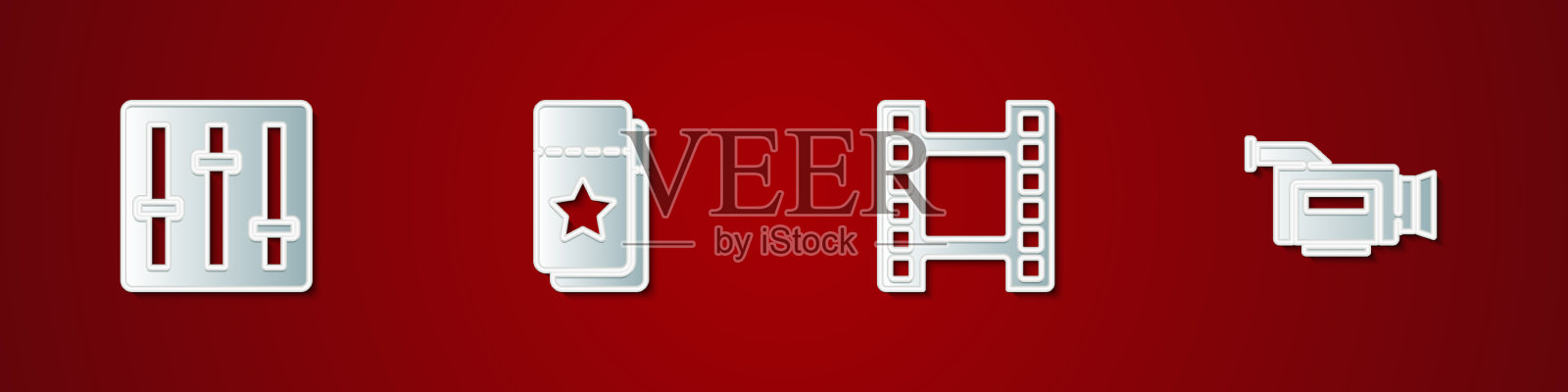 设置混音控制器影院门票播放图标素材